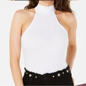 Guess White Sleeveless Cut Out Bodysuit